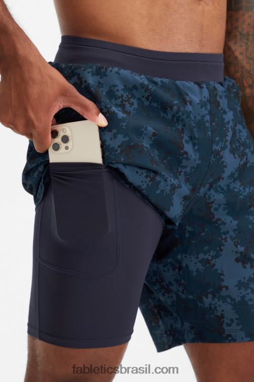 Fabletics camuflagem azul marinho clássica 420HR3156 o fundamental curto ii (alinhado) 138 homens