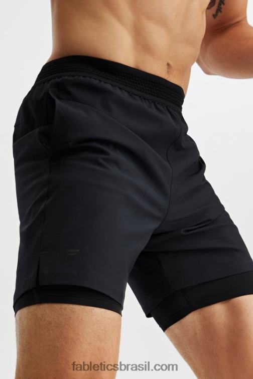 Fabletics preto 420HR3319 o curto fundamental (alinhado) homens