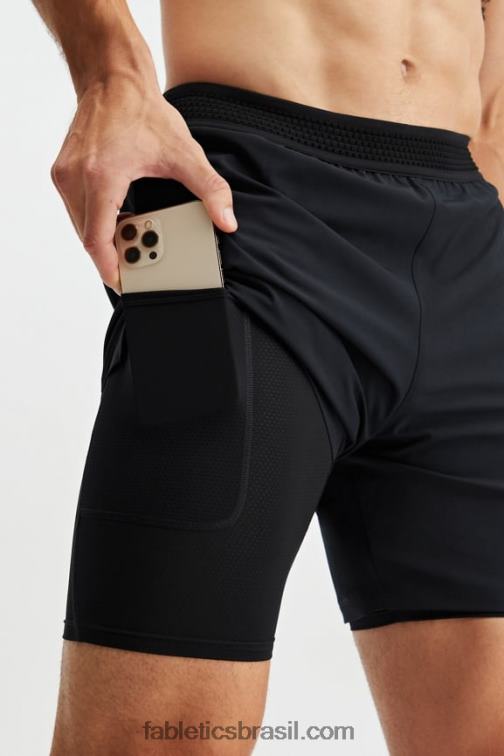 Fabletics preto 420HR3319 o curto fundamental (alinhado) homens