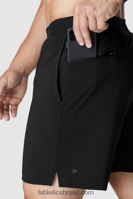 Fabletics preto 420HR3353 a franquia curta homens