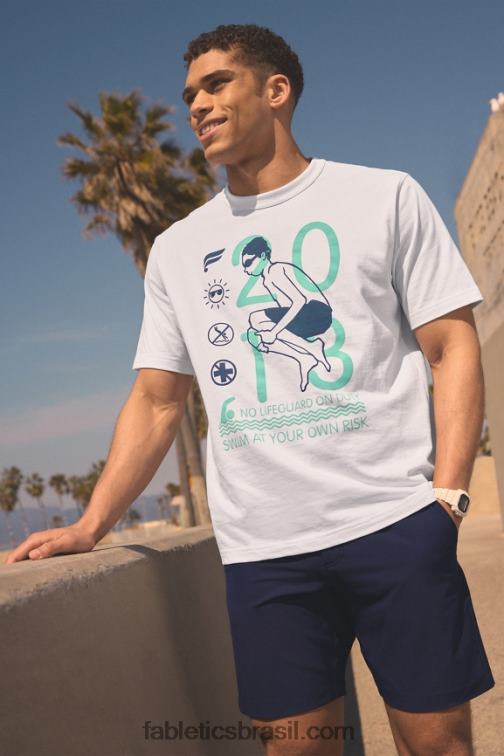 Fabletics bala de canhão branca 420HR3522 a camiseta r&r homens