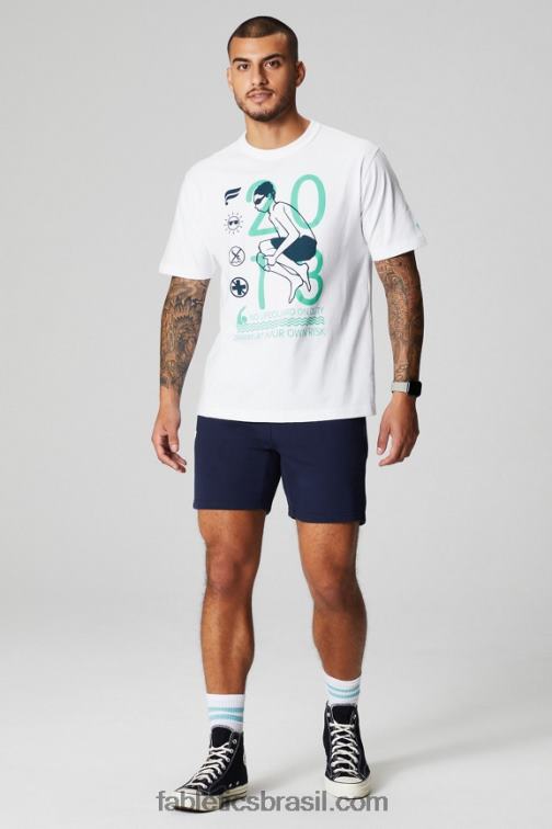 Fabletics bala de canhão branca 420HR3522 a camiseta r&r homens