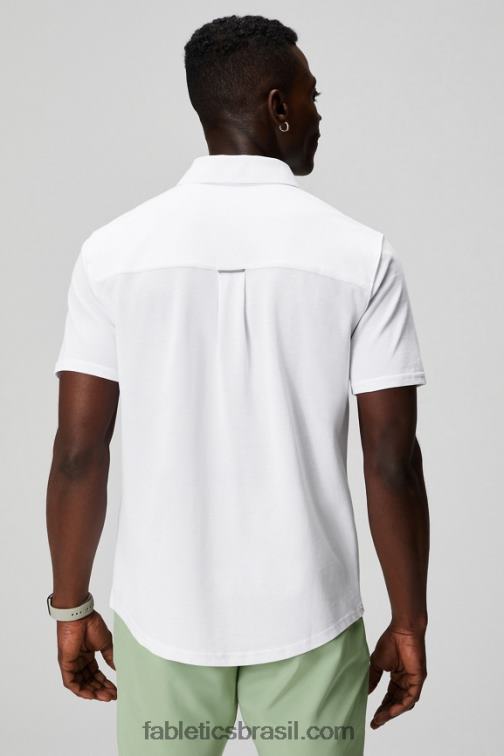 Fabletics branco clássico 420HR3536 o botão de manga curta traço para cima homens