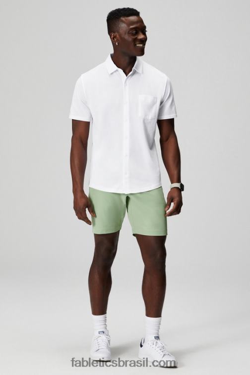 Fabletics branco clássico 420HR3536 o botão de manga curta traço para cima homens