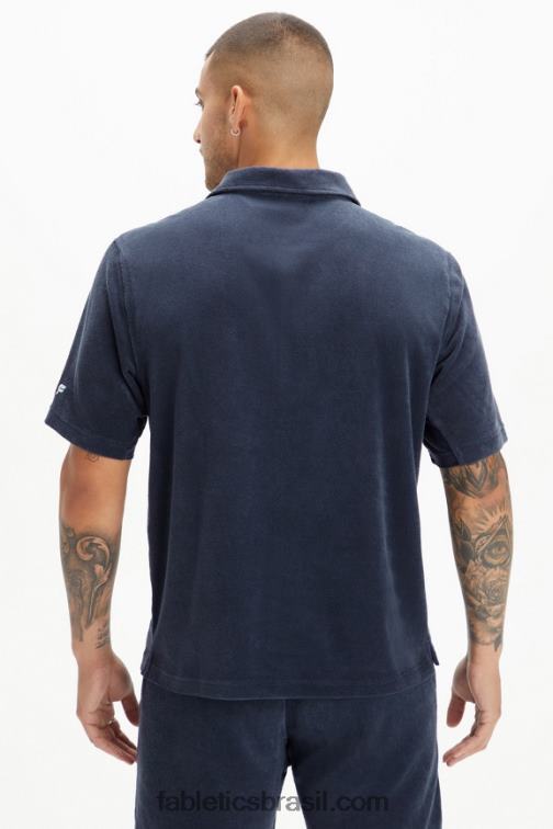Fabletics marinho clássico 420HR3557 a ilha terry botão para cima homens