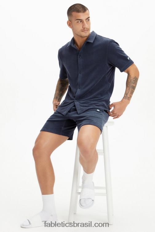 Fabletics marinho clássico 420HR3557 a ilha terry botão para cima homens