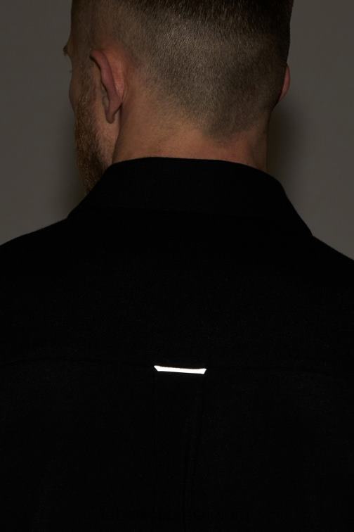 Fabletics preto 420HR3535 o botão de manga curta traço para cima homens