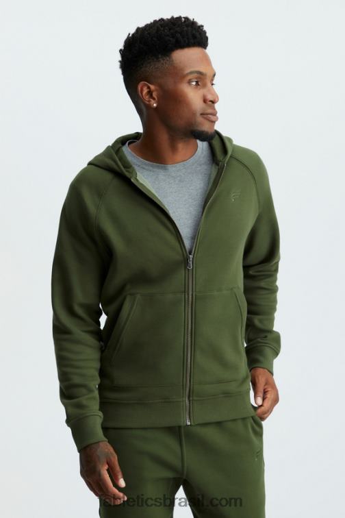 Fabletics verde oliva 420HR3721 moletom com zíper completo pós-jogo homens