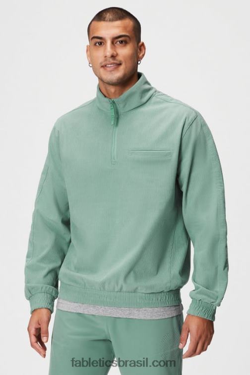 Fabletics tomilho cinza 420HR3638 the club cord 1/4 jaqueta com zíper homens