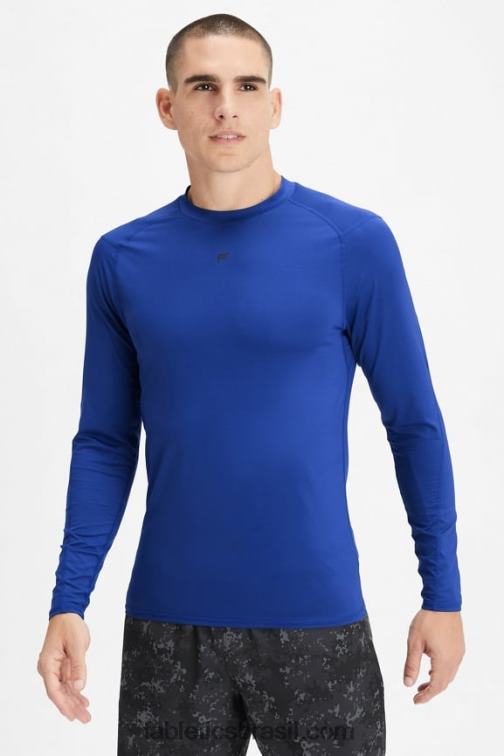 Fabletics azul francês 420HR3620 a camiseta ls da camada base homens