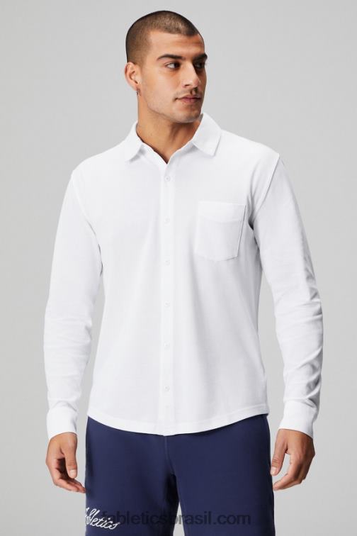 Fabletics branco clássico 420HR3581 o botão de manga longa traço para cima homens