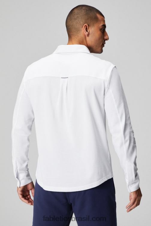 Fabletics branco clássico 420HR3581 o botão de manga longa traço para cima homens