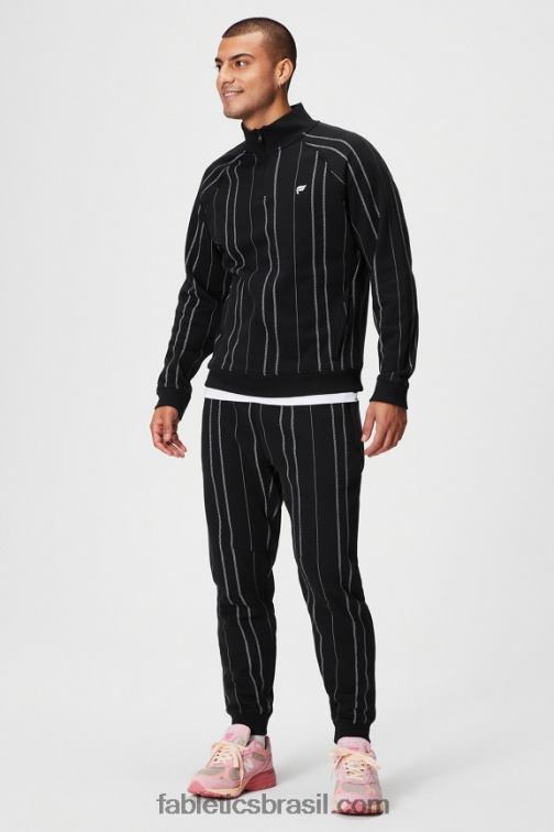 Fabletics faixa de textura preta 420HR3613 o go-to 1/4 zip 188 homens