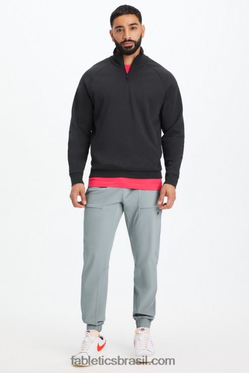 Fabletics preto 420HR3577 o leve go-to 1/4 zip homens