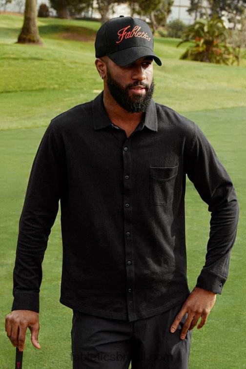 Fabletics preto 420HR3579 o botão de manga longa traço para cima homens