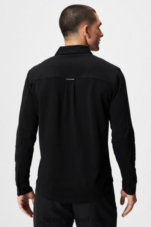 Fabletics preto 420HR3579 o botão de manga longa traço para cima homens