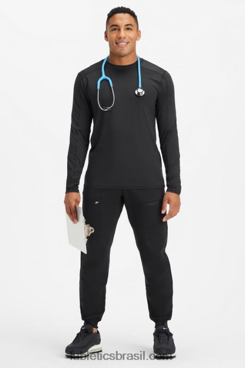 Fabletics preto 420HR3587 underscrub de manga comprida todos os dias homens