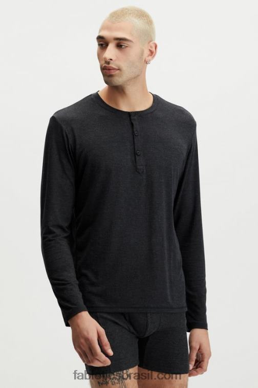 Fabletics preto 420HR3627 o restoreknit henley homens
