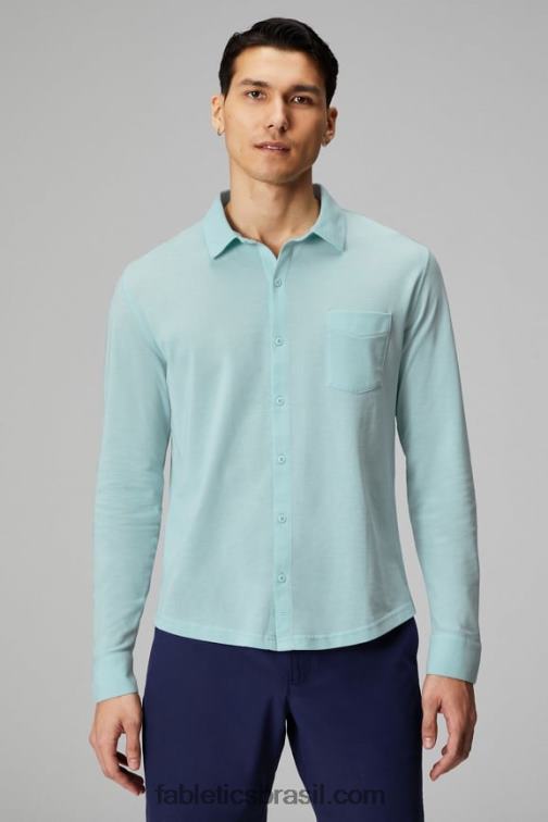 Fabletics urze azul nórdica 420HR3582 o botão de manga longa traço para cima homens
