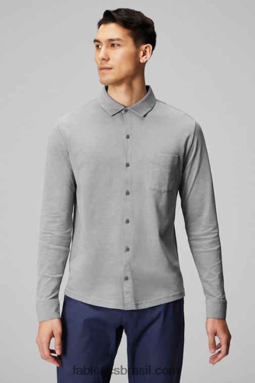 Fabletics urze cinza clássico 420HR3584 o botão de manga longa traço para cima homens