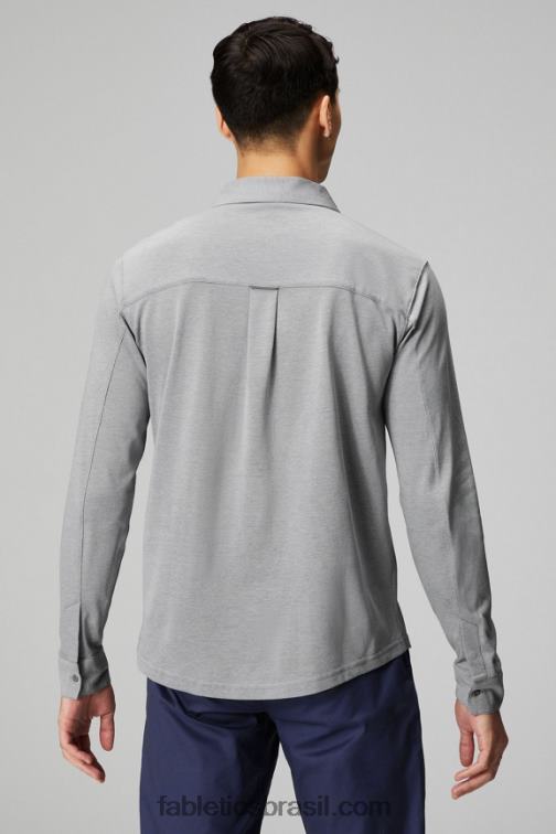 Fabletics urze cinza clássico 420HR3584 o botão de manga longa traço para cima homens