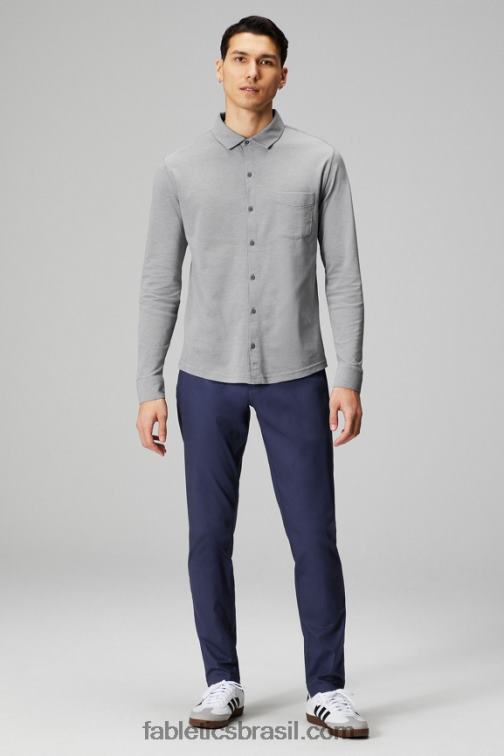 Fabletics urze cinza clássico 420HR3584 o botão de manga longa traço para cima homens