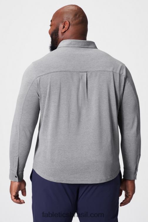Fabletics urze cinza clássico 420HR3585 o botão de manga longa traço para cima homens