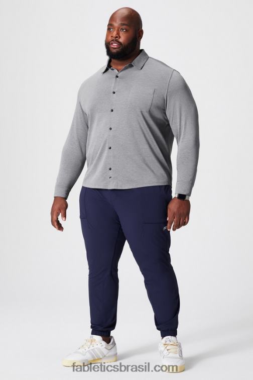 Fabletics urze cinza clássico 420HR3585 o botão de manga longa traço para cima homens