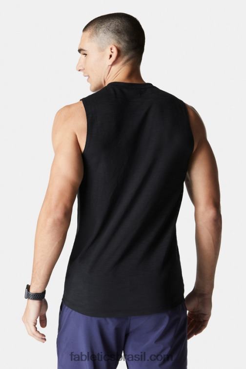 Fabletics preto 420HR3401 a camiseta sem mangas da primeira fila homens