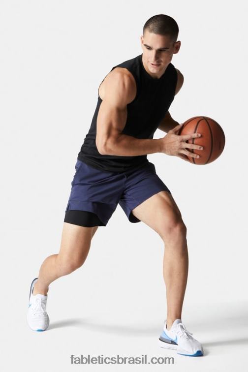 Fabletics preto 420HR3401 a camiseta sem mangas da primeira fila homens