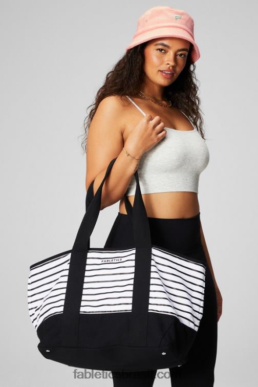 Fabletics faixa preta francesa 420HR2917 sacola de mercado de lona mulheres