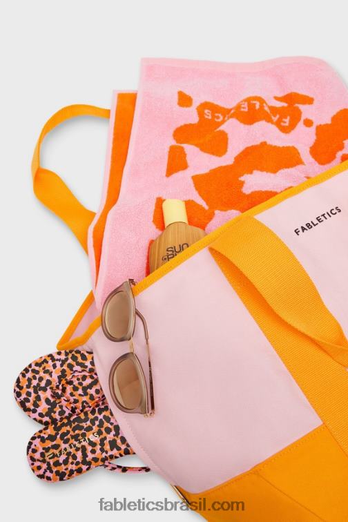 Fabletics fuga rosa/flash laranja 420HR2920 sacola de mercado de lona mulheres