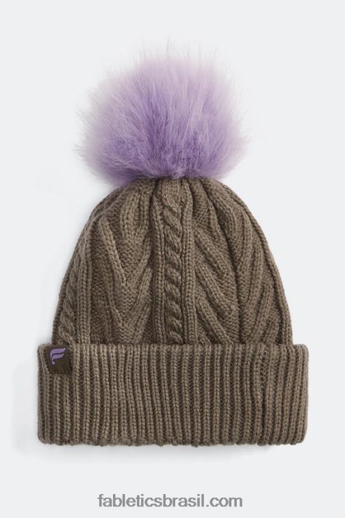 Fabletics casca de salgueiro/ultravioleta 420HR3023 gorro de pompom de malha de cabo mulheres