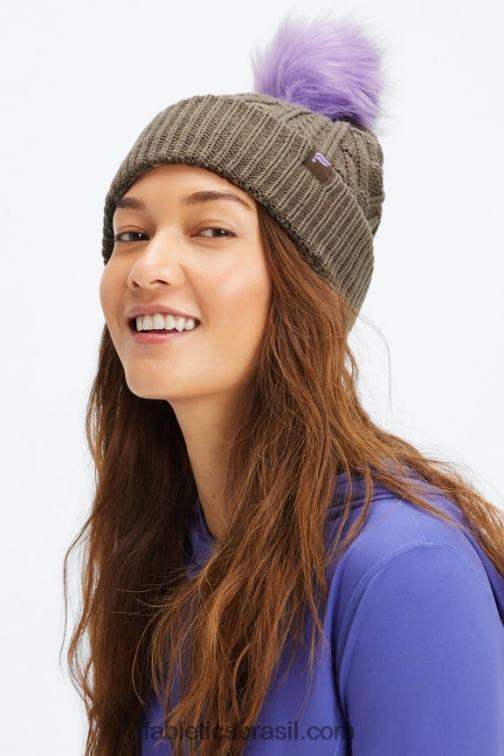 Fabletics casca de salgueiro/ultravioleta 420HR3023 gorro de pompom de malha de cabo mulheres