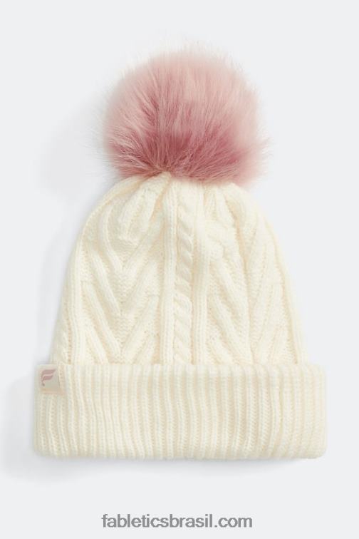 Fabletics garça/malva silenciado 420HR3022 gorro de pompom de malha de cabo mulheres