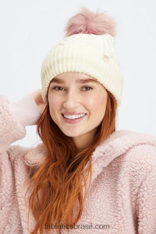 Fabletics garça/malva silenciado 420HR3022 gorro de pompom de malha de cabo mulheres
