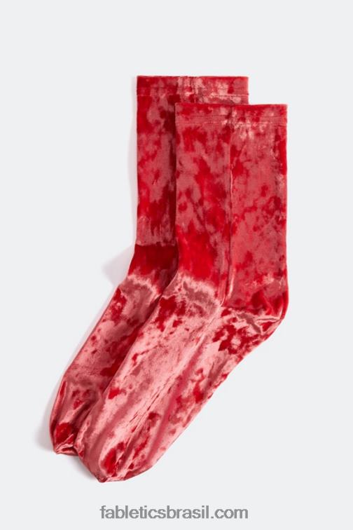 Fabletics morango vermelho 420HR2987 meia de veludo elástico 6