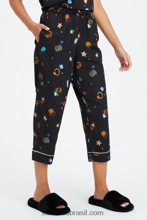 Fabletics amuleto da sorte/garça 420HR52 calça cropped ecosatin mulheres