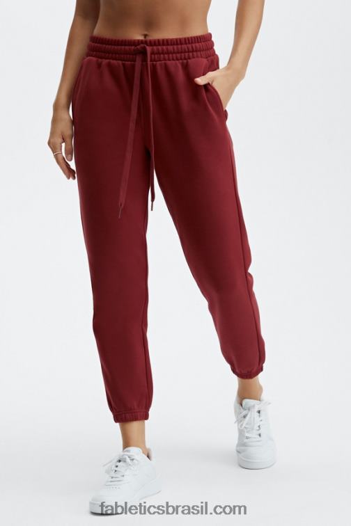 Fabletics barra de logotipo vermelho escuro/la 420HR167 calça de moletom clássica mulheres