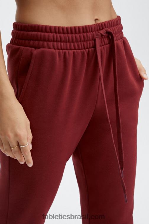 Fabletics barra de logotipo vermelho escuro/la 420HR167 calça de moletom clássica mulheres