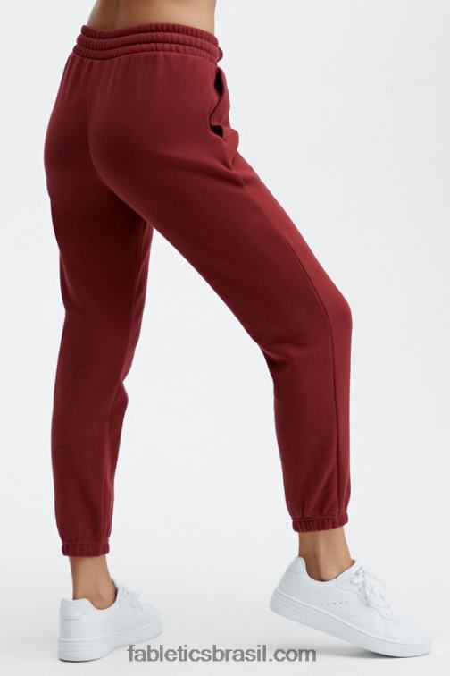 Fabletics barra de logotipo vermelho escuro/la 420HR167 calça de moletom clássica mulheres