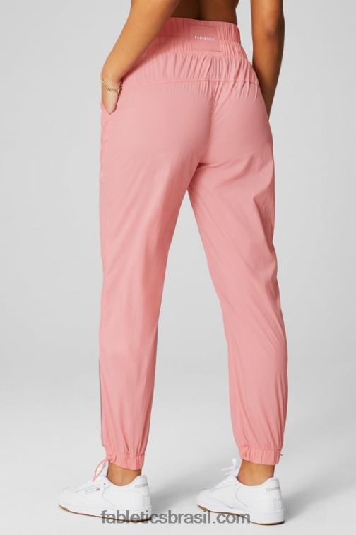 Fabletics blush vermelho/prata reflexivo 420HR7 calça de náilon de cintura ultra alta mulheres
