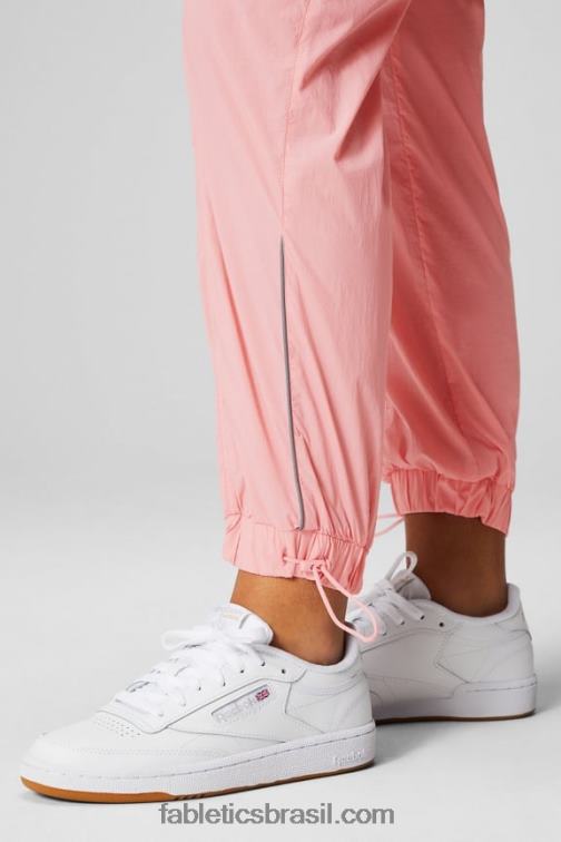 Fabletics blush vermelho/prata reflexivo 420HR7 calça de náilon de cintura ultra alta mulheres