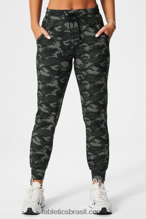 Fabletics castanha/gaia/raspas 420HR38 corredor de desempenho de cintura alta mulheres