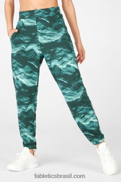Fabletics chita preta/ondulada 420HR207 calça de moletom cloe slim mulheres