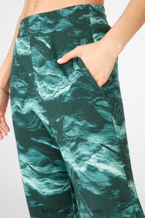 Fabletics chita preta/ondulada 420HR207 calça de moletom cloe slim mulheres