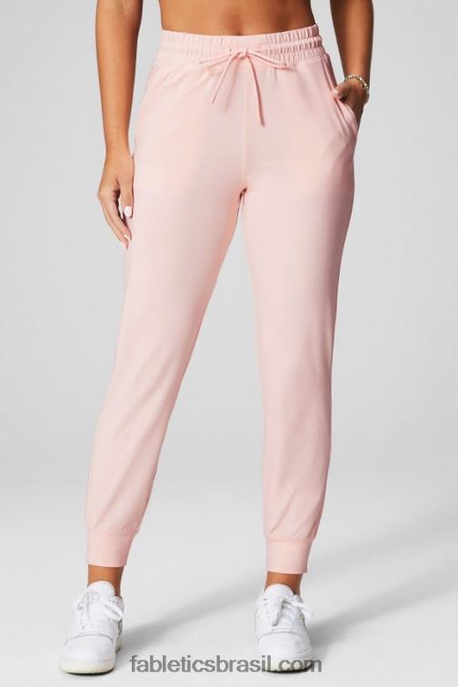 Fabletics cinza claro urze/café com leite 420HR36 corredor de desempenho de cintura alta mulheres