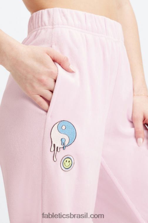 Fabletics fuga rosa grande loucura de verão/prata reflexiva 420HR136 calça de moletom felpuda toalha mulheres