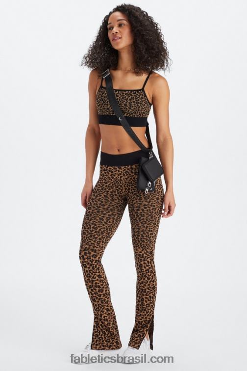 Fabletics guepardo ondulado/preto 420HR4 flare de cintura alta sem costura em nuvem mulheres