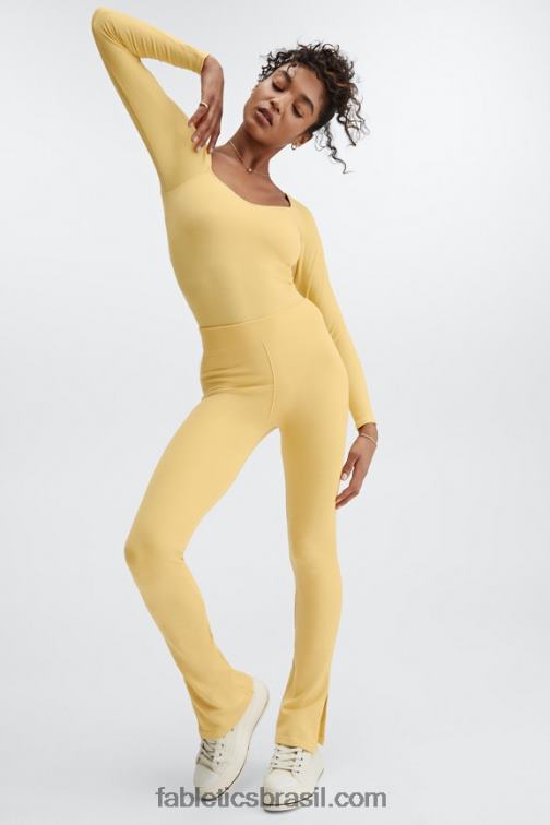 Fabletics laranja paixão/prata reflexivo 420HR5 flare de cintura alta sem costura em nuvem mulheres